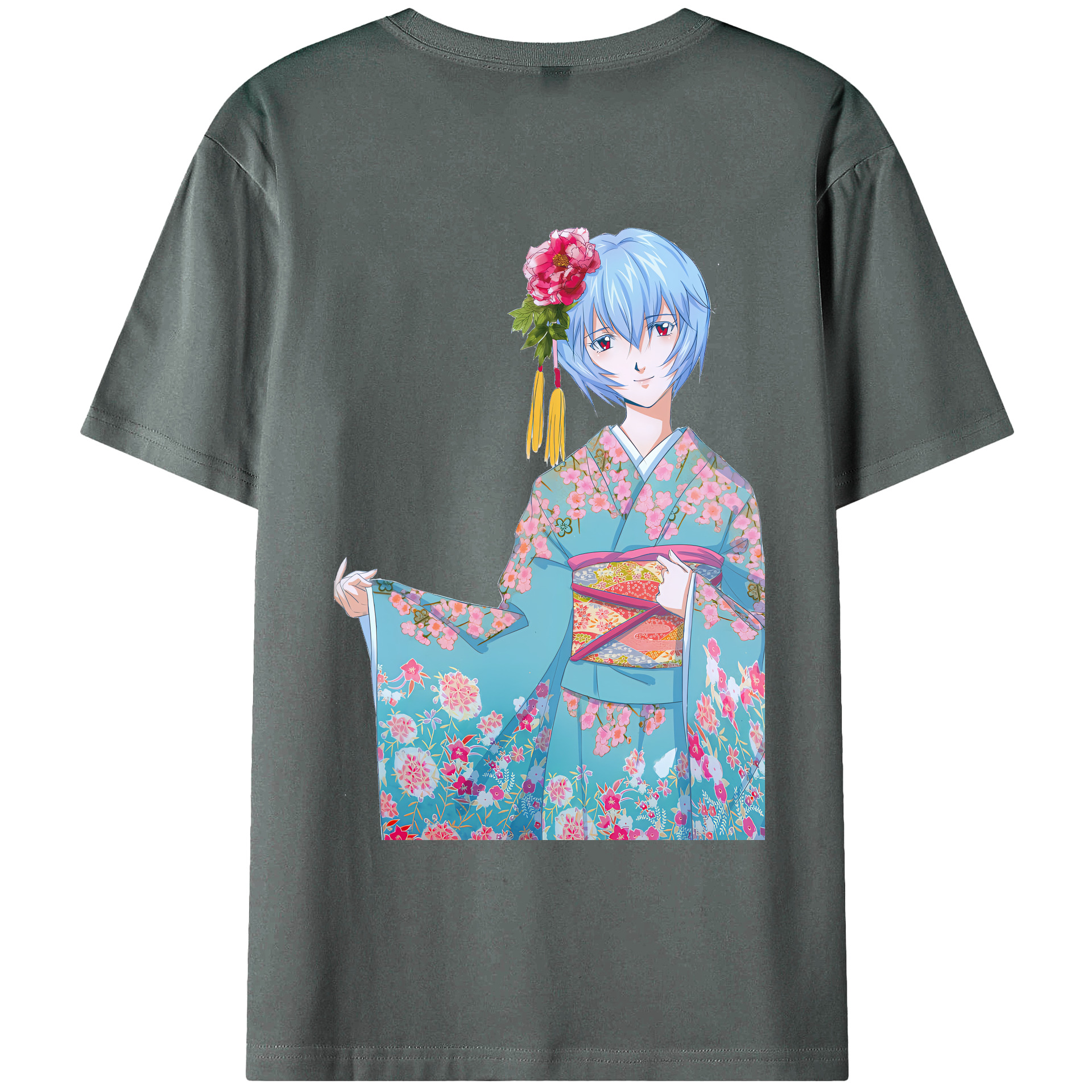（画像用） EVA 新世紀エヴァンゲリオン 綿100％ メンズ半袖Tシャツ（バックプリント） 通気性